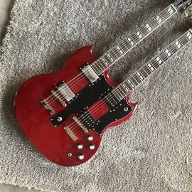 Custom high quality 12 string+6 string double head electric guitar in Wine red Red SG guitar Gold hardware supplier