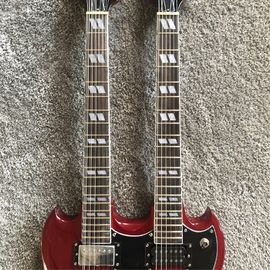 Custom high quality 12 string+6 string double head electric guitar in Wine red Red SG guitar Gold hardware supplier