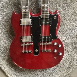 Custom high quality 12 string+6 string double head electric guitar in Wine red Red SG guitar Gold hardware supplier