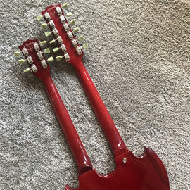 Custom high quality 12 string+6 string double head electric guitar in Wine red Red SG guitar Gold hardware supplier