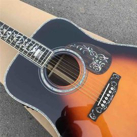 Custom Sunbrust Solid spruce top Tree Abalone inlays 41 inch 45D style acoustic guitar free shipping supplier