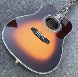 Real Abalone inlays Sunburst Solid spruce top 41 inch D style Acoustic Guitar with ebony fingerboard supplier