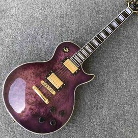 Grand Purple burl top Electric Guitar, Solid Mahogany Body 6 strings Guitarra Gloss finish supplier