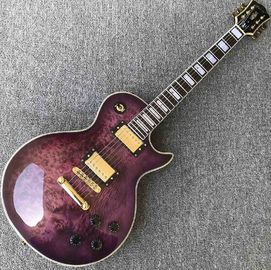 Grand Purple burl top Electric Guitar, Solid Mahogany Body 6 strings Guitarra Gloss finish supplier