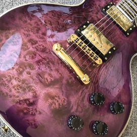 Grand Purple burl top Electric Guitar, Solid Mahogany Body 6 strings Guitarra Gloss finish supplier