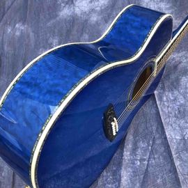 Solid spruce top OM style Acoustic Guitar,Abalone Ebony fingerboard Blue Burst Maple back and sides Acoustic Guitar supplier