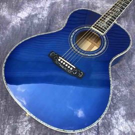 Solid spruce top OM style Acoustic Guitar,Abalone Ebony fingerboard Blue Burst Maple back and sides Acoustic Guitar supplier