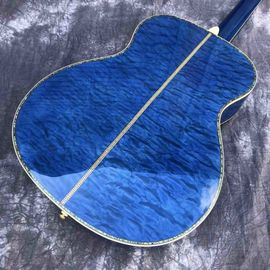 Solid spruce top OM style Acoustic Guitar,Abalone Ebony fingerboard Blue Burst Maple back and sides Acoustic Guitar supplier