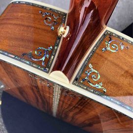 Handmade Deluxe solid koa wood Acoustic guitar, acoustic Guitarra, solid koa wood with abalone inlay supplier