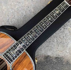 Handmade Deluxe solid koa wood Acoustic guitar, acoustic Guitarra, solid koa wood with abalone inlay supplier