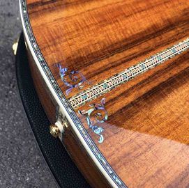 All KOA wood classic acoustic guitar,Flower Ebony Fingerboard,Real Abalone inlays and binding supplier