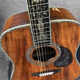 All KOA wood classic acoustic guitar,Flower Ebony Fingerboard,Real Abalone inlays and binding supplier