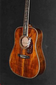 AAAA all solid koa wood guitar dreadnought body solid koa acoustic electric guitar abalone binding ebony fingerboard EMS supplier