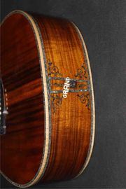 AAAA all solid koa wood guitar dreadnought body solid koa acoustic electric guitar abalone binding ebony fingerboard EMS supplier