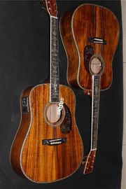 AAAA all solid koa wood guitar dreadnought body solid koa acoustic electric guitar abalone binding ebony fingerboard EMS supplier