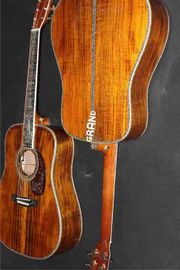 AAAA all solid koa wood guitar dreadnought body solid koa acoustic electric guitar abalone binding ebony fingerboard EMS supplier