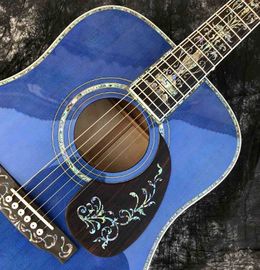 Water Ripple Maple Abalone Ebony Fingerboard Blue Solid Spruce 41 Inch D45d Style Acoustic Guitar supplier