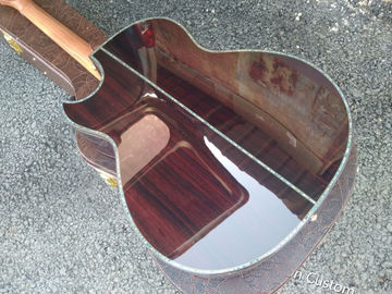 AAA all solid wood custom guitar handmade GRAND cutaway professional acoustic electric guitar supplier