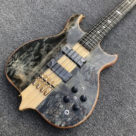 Free shipping Burst Maple top 4 strings Bass Guitar,Neck through body,Ebony fingerboard active pickups Electric bass supplier