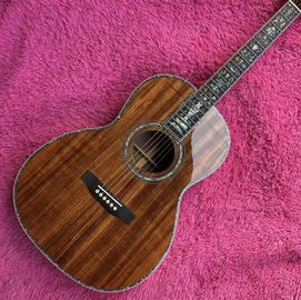 Real Abalone Inlay Ebony Fingerboard 39&quot; OOO45 Style All Solid KOA Acoustic Guitar supplier