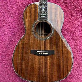 Real Abalone Inlay Ebony Fingerboard 39&quot; OOO45 Style All Solid KOA Acoustic Guitar supplier