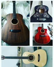 Real Abalone Inlay Ebony Fingerboard 39&quot; OOO45 Style All Solid KOA Acoustic Guitar supplier