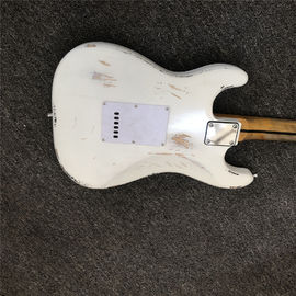 Custom handmade copy of old SRV ST electric guitar 100% handmade Beautiful white polychromatic electric guitar supplier