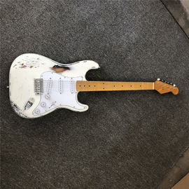 Custom handmade copy of old SRV ST electric guitar 100% handmade Beautiful white polychromatic electric guitar supplier