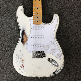 Custom handmade copy of old SRV ST electric guitar 100% handmade Beautiful white polychromatic electric guitar supplier