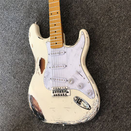 Custom handmade old SRV 100% handmade Milky white old polychromatic old electric guitar support drop shipping supplier