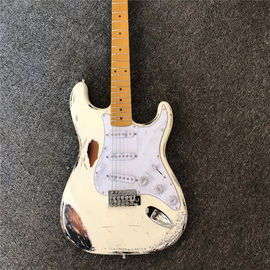 Custom handmade old SRV 100% handmade Milky white old polychromatic old electric guitar support drop shipping supplier