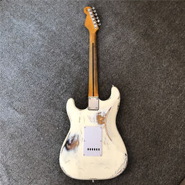 Custom handmade old SRV 100% handmade Milky white old polychromatic old electric guitar support drop shipping supplier
