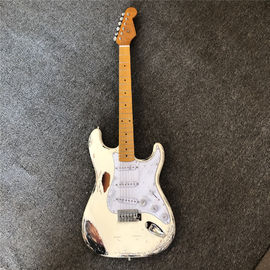 Custom handmade old SRV 100% handmade Milky white old polychromatic old electric guitar support drop shipping supplier