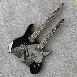 Custom Classic Black Steinberg Headless 4+6 Strings Electric Bass Guitar with Black Har support drop shipping supplier