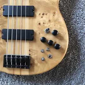 Factory Custom Factory 5 strings Wood color Whole body Butterflys electric bass Black metal hardware supplier