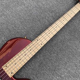 Metallic red Butterfly 5 strings Ash wood Bass Guitar,Factory custom Neck through body 9V active pickups Electric Bass supplier