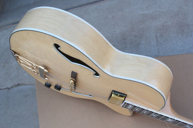 Custom Classic F hole wood natural color hollow body electric guitar colors is optional free shipping supplier