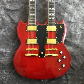 Custom high quality 12 string+6 string double head electric guitar in Wine red Red SG guitar Gold hardware supplier