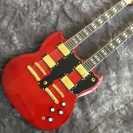 Custom high quality 12 string+6 string double head electric guitar in Wine red Red SG guitar Gold hardware supplier