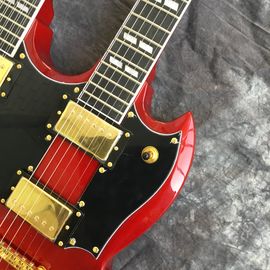 Custom high quality 12 string+6 string double head electric guitar in Wine red Red SG guitar Gold hardware supplier