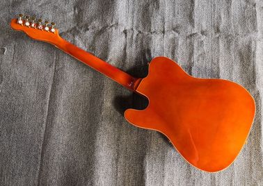 Custom orange TL hollow body f hole ebony fingerboard gold bridge electric guitar musical instrument shop supplier