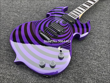 High quality shaped electric guitar purple paint circle black veneer rosewood fingerboard FREE shipping costs supplier