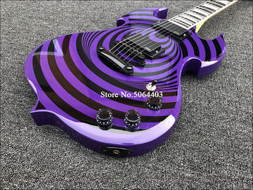 High quality shaped electric guitar purple paint circle black veneer rosewood fingerboard FREE shipping costs supplier