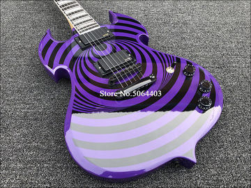 High quality shaped electric guitar purple paint circle black veneer rosewood fingerboard FREE shipping costs supplier