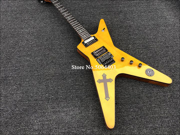 Irregular Special-shaped electric guitar yellow paint rosewood fingerboard double-wave electric guitar free shipping supplier