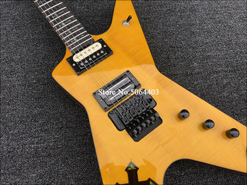 Irregular Special-shaped electric guitar yellow paint rosewood fingerboard double-wave electric guitar free shipping supplier