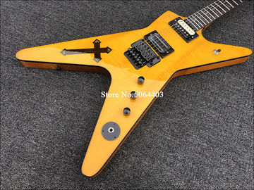 Irregular Special-shaped electric guitar yellow paint rosewood fingerboard double-wave electric guitar free shipping supplier