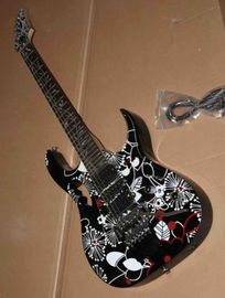 Custom Guitar Jemseries Model Electric Guitar With 3 Pickups Abalone Flower Inlay In Multicolor Black supplier