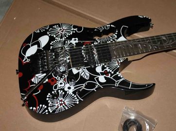 Custom Guitar Jemseries Model Electric Guitar With 3 Pickups Abalone Flower Inlay In Multicolor Black supplier