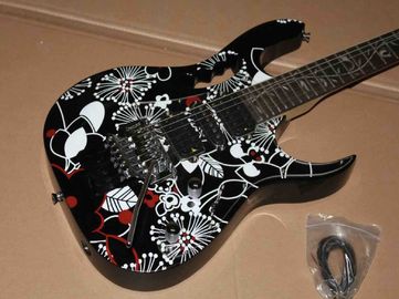 Custom Guitar Jemseries Model Electric Guitar With 3 Pickups Abalone Flower Inlay In Multicolor Black supplier